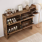 Scarpiera a 4 Ante Ribaltabili con Ripiano Regolabile - Organizzatore Versatile in Legno per Ingresso, Corridoio e Soggiorno