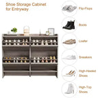 Scarpiera a 4 Ante Ribaltabili con Ripiano Regolabile - Organizzatore Versatile in Legno per Ingresso, Corridoio e Soggiorno