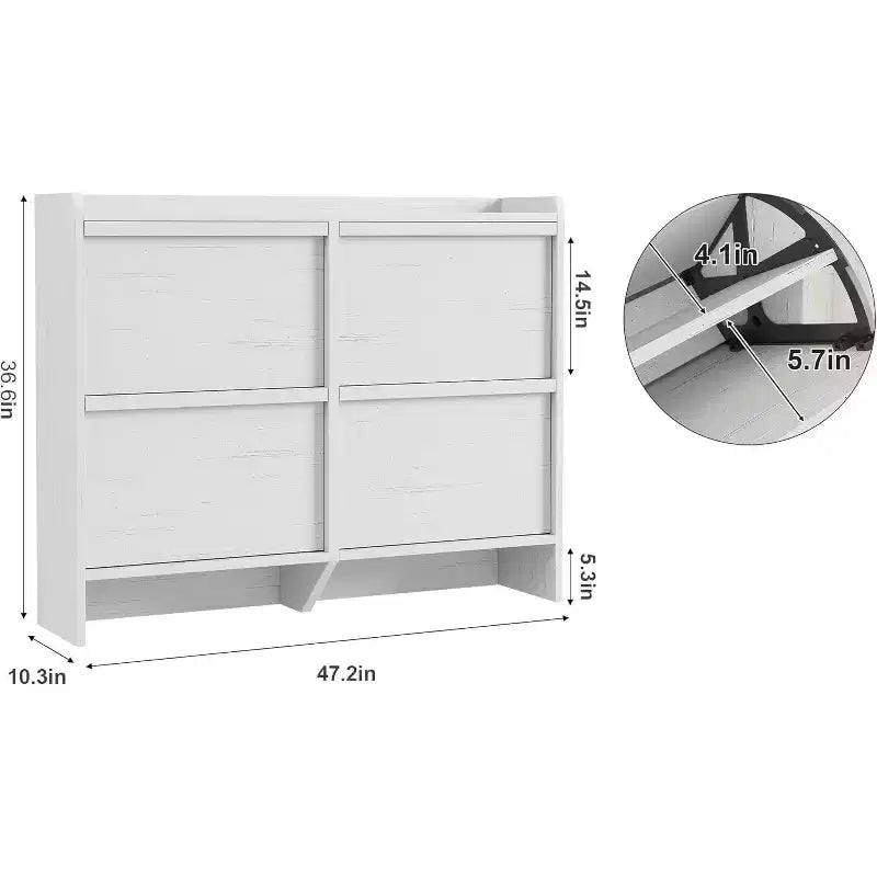 Scarpiera a 4 Ante Ribaltabili con Ripiano Regolabile - Organizzatore Versatile in Legno per Ingresso, Corridoio e Soggiorno