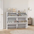 Scarpiera a 4 Ante Ribaltabili con Ripiano Regolabile - Organizzatore Versatile in Legno per Ingresso, Corridoio e Soggiorno