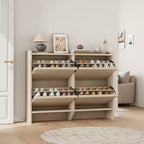 Scarpiera a 4 Ante Ribaltabili con Ripiano Regolabile - Organizzatore Versatile in Legno per Ingresso, Corridoio e Soggiorno