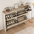Scarpiera a 4 Ante Ribaltabili con Ripiano Regolabile - Organizzatore Versatile in Legno per Ingresso, Corridoio e Soggiorno