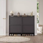 Scarpiera a 4 Ante Ribaltabili con Ripiano Regolabile - Organizzatore Versatile in Legno per Ingresso, Corridoio e Soggiorno