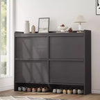 4-Drawer Flip Shoe Cabinet with Adjustable Shelf - Versatile Wooden Storage Organizer for Hallway, Entryway & Living Room