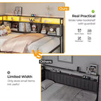 Twin Size Daybed with 3 Storage Drawers and Bookcase Gray Corner Bed Frame Charging Station LED Lights Upholstered Headboard Platform Support
