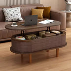 40 Modern Lift-Top Coffee Table with Hidden Storage, Rustic Oval Center Table for Living Room, Space-Saving Lift-Top Cocktail Table-Panipeachy