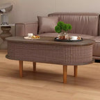 40 Modern Lift-Top Coffee Table with Hidden Storage, Rustic Oval Center Table for Living Room, Space-Saving Lift-Top Cocktail Table-Panipeachy