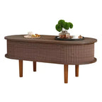 40 Modern Lift-Top Coffee Table with Hidden Storage, Rustic Oval Center Table for Living Room, Space-Saving Lift-Top Cocktail Table-Panipeachy