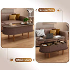 40 Modern Lift-Top Coffee Table with Hidden Storage, Rustic Oval Center Table for Living Room, Space-Saving Lift-Top Cocktail Table-Panipeachy
