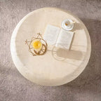 35.4 Modern Round Coffee Table, Faux Stone Center Table, Smooth Edge End Table for Living Room, No Assembly Required-Panipeachy