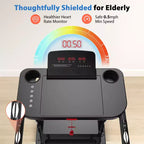 Redliro Walking Treadmill for Seniors, Compact Low-Impact Treadmill with Handles, Safe Home Walking Pad for Older Adults, 300 lbs