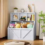 Kids Bookshelf and Toy Storage, Kids Toy Storage Organizer, Toy Storage Cabinet with Toy Shelf, Toddler Bookshelf Toy Organizer and Storage Bins