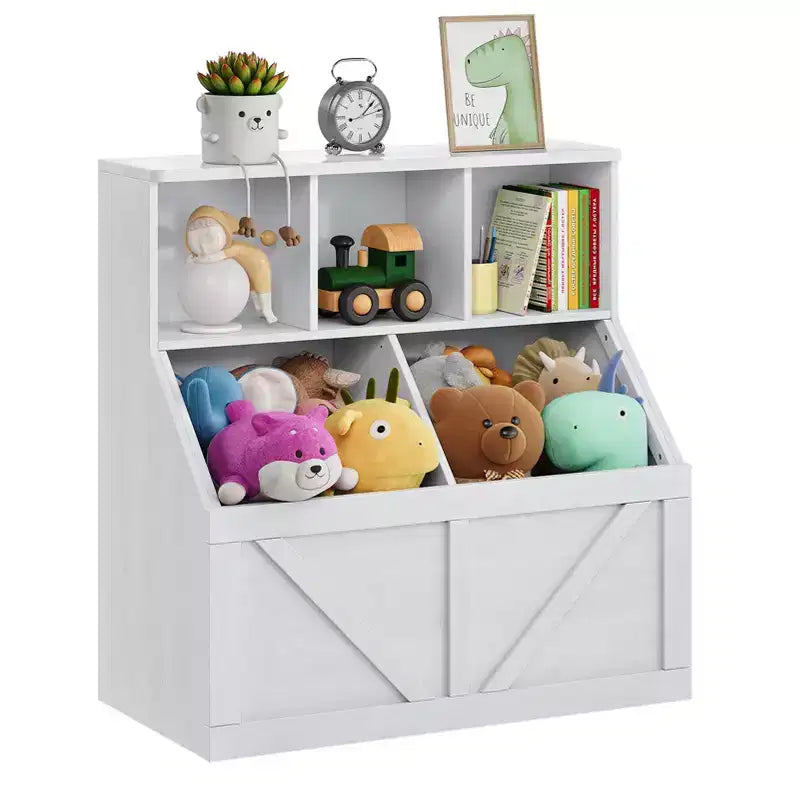 Libreria e Portagiochi per Bambini, Organizzatore Portagiochi per Bambini, Mobile Contenitore Giocattoli con Scaffale per Giocattoli, Libreria Organizzatore Giocattoli per Bambini Piccoli con Contenitori