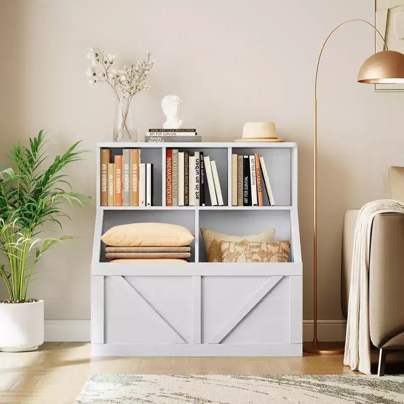 Libreria e Portagiochi per Bambini, Organizzatore Portagiochi per Bambini, Mobile Contenitore Giocattoli con Scaffale per Giocattoli, Libreria Organizzatore Giocattoli per Bambini Piccoli con Contenitori