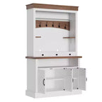 Mobile Bar con Luce a LED, Credenza da Cucina da 72 pollici con Armadietto per Bar Caffè Stile Fattoria, Mobile Contenitore a Buffet con Supporto per Microonde/Ripiano in Vetro/6 Ganci/3 Cassetti