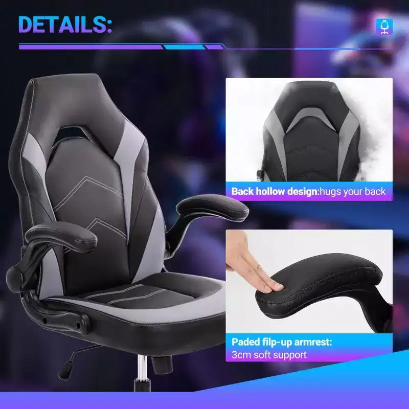 TUYOHW Sedia da Gaming Ergonomica, Sedia da Ufficio con Schienale a S, Modalità Dondolio e Altezza Regolabile, Schiuma ad Alta Resilienza