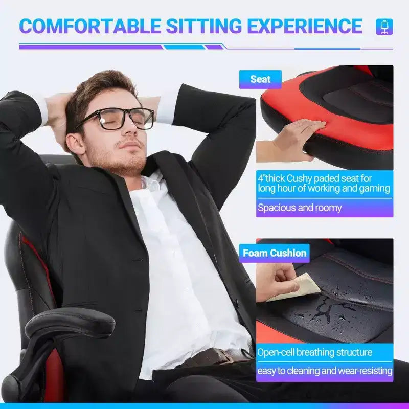 TUYOHW Sedia da Gaming Ergonomica, Sedia da Ufficio con Schienale a S, Modalità Dondolio e Altezza Regolabile, Schiuma ad Alta Resilienza