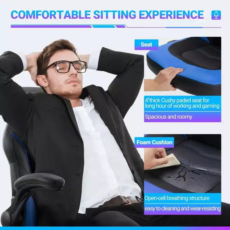 TUYOHW Sedia da Gaming Ergonomica, Sedia da Ufficio con Schienale a S, Modalità Dondolio e Altezza Regolabile, Schiuma ad Alta Resilienza