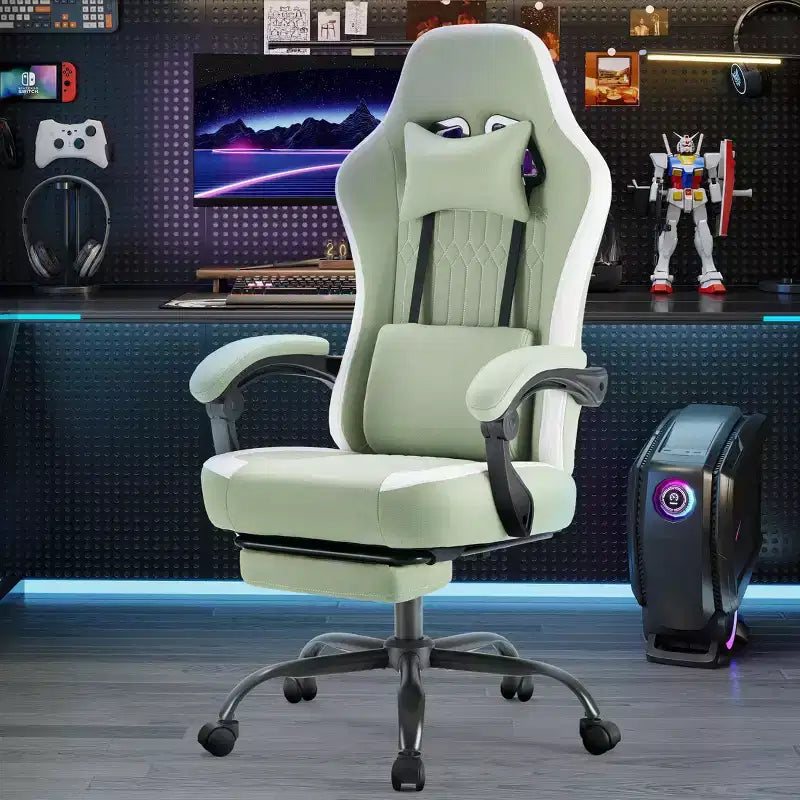 Sedia girevole in microfibra a incrocio TUYOHW con ruote, sedia da ufficio con poggiatesta e cuscino lombare rimovibili, sedia da gaming per l'ufficio