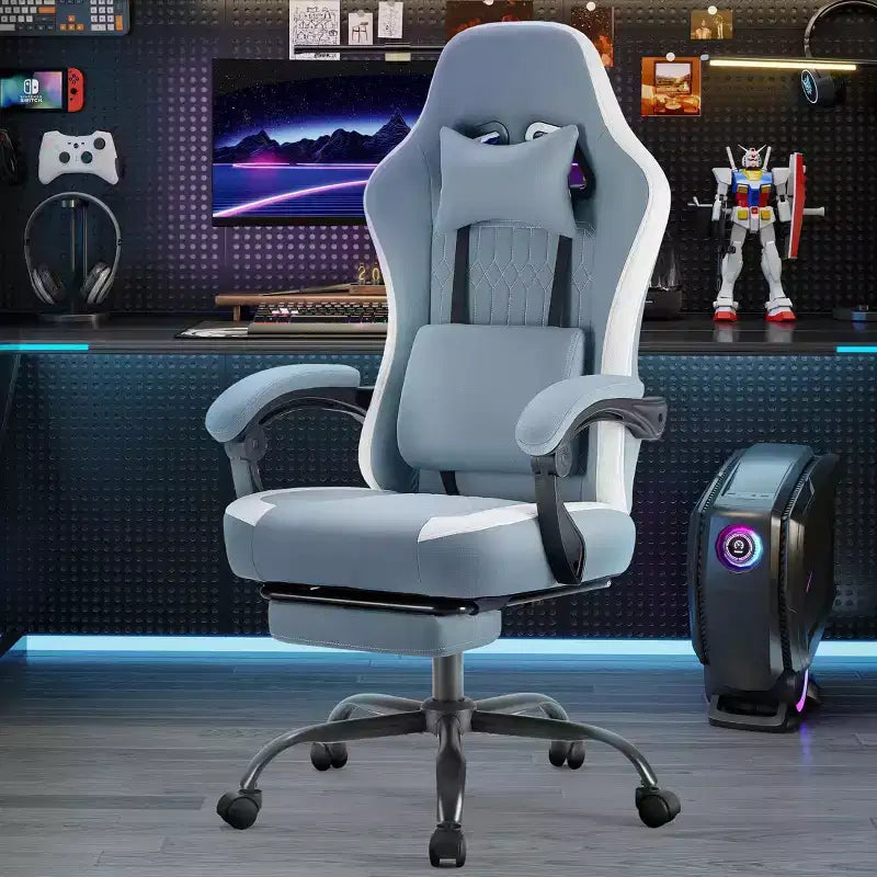 Sedia girevole in microfibra a incrocio TUYOHW con ruote, sedia da ufficio con poggiatesta e cuscino lombare rimovibili, sedia da gaming per l'ufficio