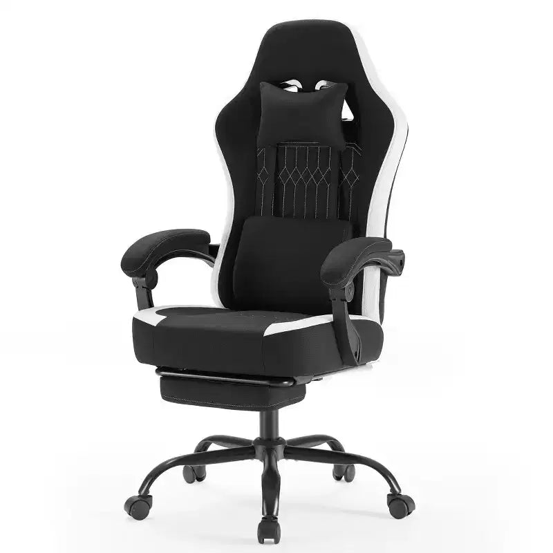 Sedia girevole in microfibra a incrocio TUYOHW con ruote, sedia da ufficio con poggiatesta e cuscino lombare rimovibili, sedia da gaming per l'ufficio