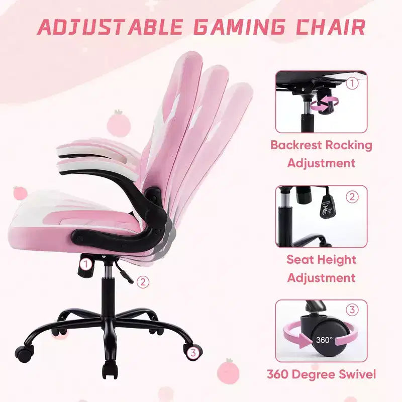 Sedia Girevole TUYOHW in Pelle Sintetica con Ruote e Schienale a Croce, Sedia da Ufficio con Schienale a S, Sedia da Gaming per Ufficio