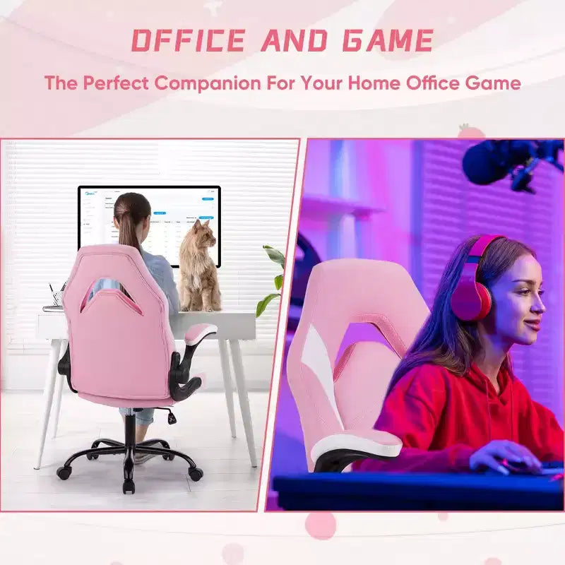 Sedia Girevole TUYOHW in Pelle Sintetica con Ruote e Schienale a Croce, Sedia da Ufficio con Schienale a S, Sedia da Gaming per Ufficio