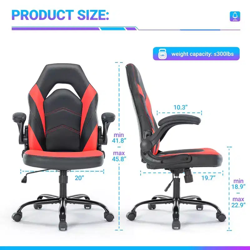 Sedia Girevole TUYOHW in Pelle Sintetica con Ruote e Schienale a Croce, Sedia da Ufficio con Schienale a S, Sedia da Gaming per Ufficio