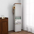AndMakers Antique White Wood 15.74 in. Pantry Cabinet with 7 Shelves