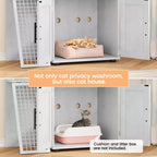 Cat Litter Box Furniture, Hidden Litter Box Enclosure 41.9'' - Double Layer Modern Cat House with Platform Ladder Indoor Washroom Villa Cabinet