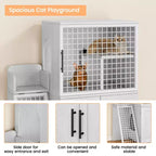Cat Litter Box Furniture, Hidden Litter Box Enclosure 41.9'' - Double Layer Modern Cat House with Platform Ladder Indoor Washroom Villa Cabinet