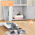 Cat Litter Box Furniture, Hidden Litter Box Enclosure 41.9'' - Double Layer Modern Cat House with Platform Ladder Indoor Washroom Villa Cabinet