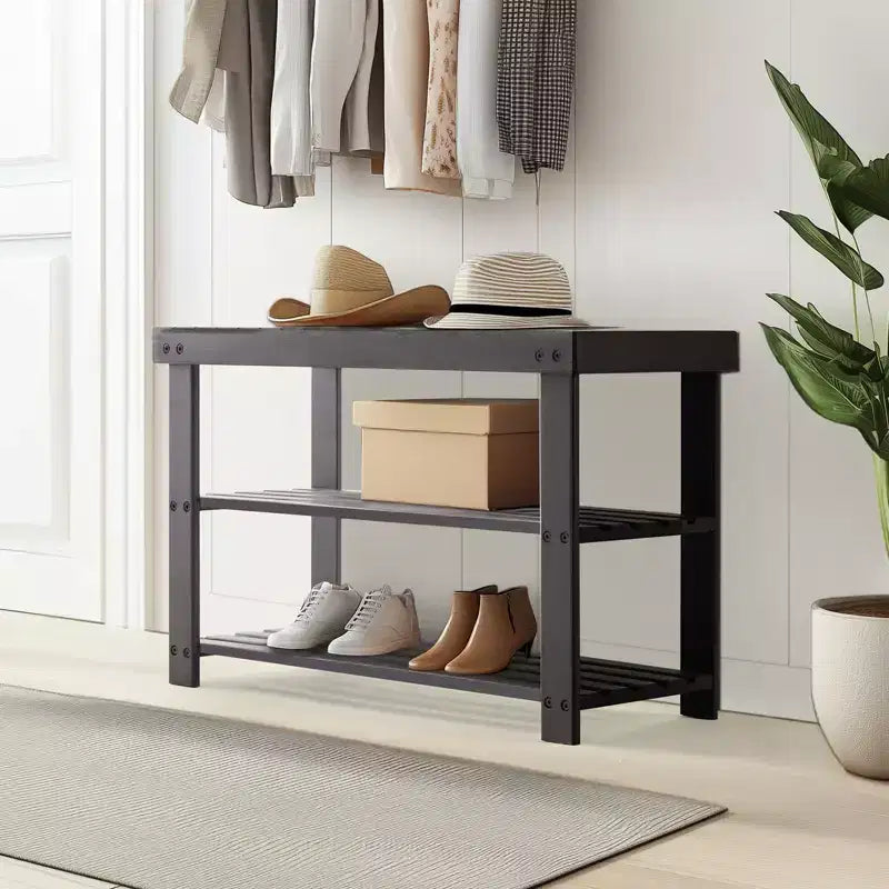 Bestier 3-Tier Bamboo Shoe Rack Bench, Compact Storage Organizer, 286lb Capacity, Suitable for Entryway Bedroom Living Room Balcony