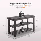 Bestier 3-Tier Bamboo Shoe Rack Bench, Compact Storage Organizer, 286lb Capacity, Suitable for Entryway Bedroom Living Room Balcony