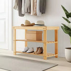 Bestier 3-Tier Bamboo Shoe Rack Bench, Compact Storage Organizer, 286lb Capacity, Suitable for Entryway Bedroom Living Room Balcony