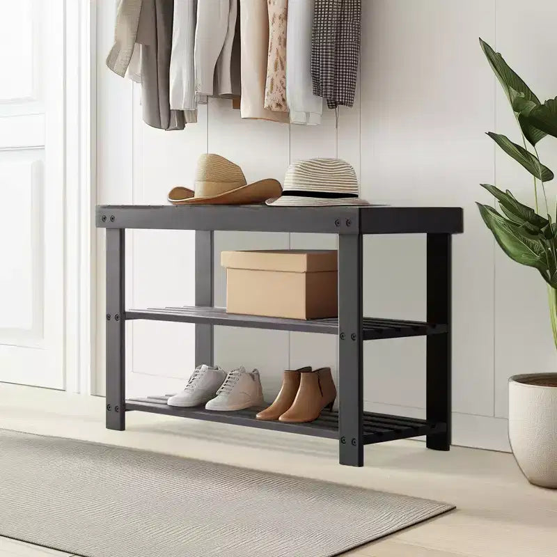 Bestier 3-Tier Bamboo Shoe Rack Bench, Compact Storage Organizer, 286lb Capacity, Suitable for Entryway Bedroom Living Room Balcony