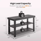 Bestier 3-Tier Bamboo Shoe Rack Bench, Compact Storage Organizer, 286lb Capacity, Suitable for Entryway Bedroom Living Room Balcony