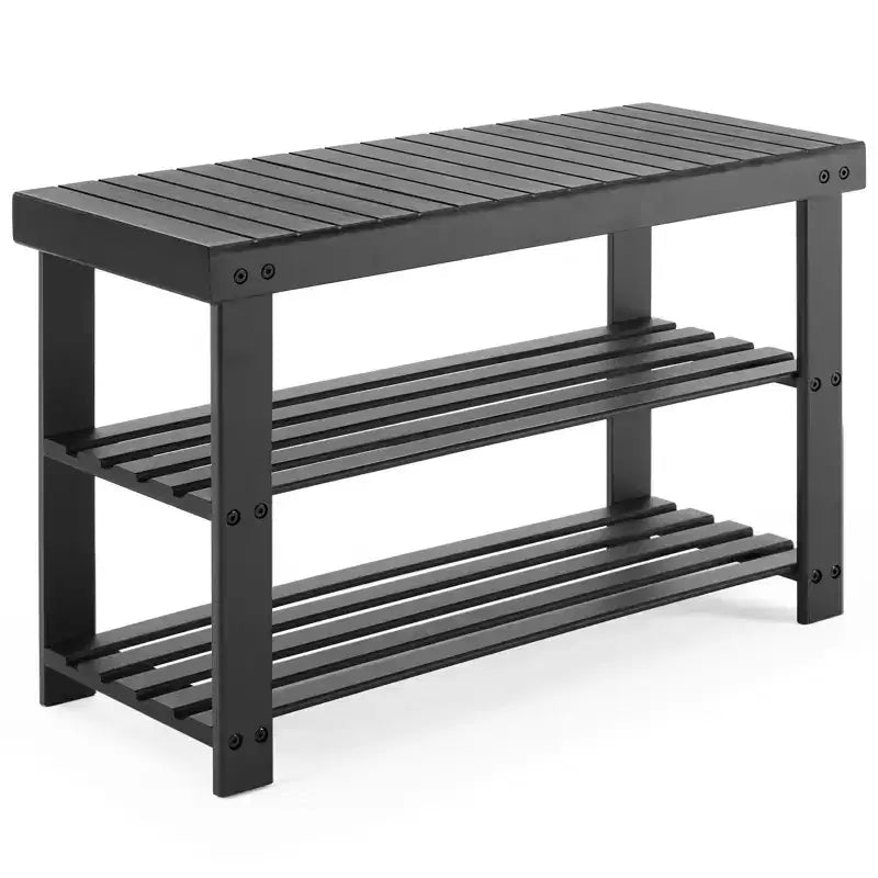 Bestier 3-Tier Bamboo Shoe Rack Bench, Compact Storage Organizer, 286lb Capacity, Suitable for Entryway Bedroom Living Room Balcony