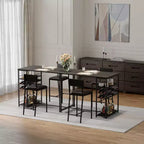 Dining Table Set for 2, High Top Bar Table and Chairs Set, Open Storage Shelves, Built-in Cup Holder & Wine Rack, for Small Kitchens, Apartments