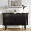 AEELLEEA Storage Sideboard 1.4M Long Curved MDF Modern Buffet Cabinet with Doors for Kitchen Living Room Bedroom Black
