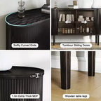 AEELLEEA Storage Sideboard 1.4M Long Curved MDF Modern Buffet Cabinet with Doors for Kitchen Living Room Bedroom Black