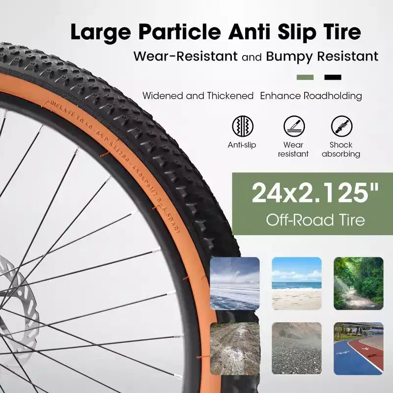Mountain Bike 24 Inch Wheels, 21-Speed Mens Womens Trail Commuter City Mountain Bike