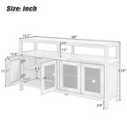 Madia buffet Boho in rattan, credenza in legno massello con ante a spinta e ripiano regolabile - Panipeachy