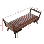 TUYOHW 52 Modern Bench,Channel Tufted Upholstered Storage Bench with Walnut Wood Legs,Faux Leather Footrest Stool for Living Room,Bedroom,Entryway