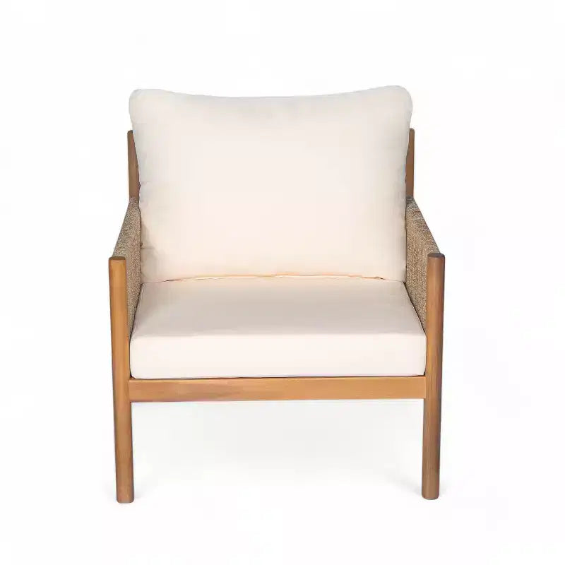 MAYEERTY Set di 2 Sedie a Sdraio Moderne da Esterno, Struttura in Legno Massiccio, Comodi Cuscini in Poliestere Resistenti alle Intemperie, per Patio Giardino Balcone