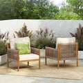 MAYEERTY Set of 2 Modern Outdoor Woven Lounge Chairs, Solid Wood Frame Comfortable Polyester Cushions Weather-Resistant, Patio Garden Balcony