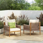 MAYEERTY Set of 2 Modern Outdoor Woven Lounge Chairs, Solid Wood Frame Comfortable Polyester Cushions Weather-Resistant, Patio Garden Balcony