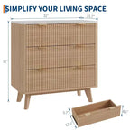 Comodino scanalato da 32" set da 2 - Comodini moderni in rovere con piano in finto marmo e 3 cassetti (tavolini curvi per camera da letto/soggiorno)