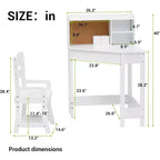 Set Scrivania e Sedia per Bambini All-in-One con Sedia Regolabile, Vetrina, Bacheca in Sughero e Organizzatori. Un Angolo Studio Compatto per la Scuola a Casa o la Camera da Letto.