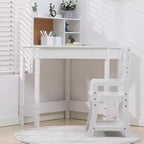 Set Scrivania e Sedia per Bambini All-in-One con Sedia Regolabile, Vetrina, Bacheca in Sughero e Organizzatori. Un Angolo Studio Compatto per la Scuola a Casa o la Camera da Letto.